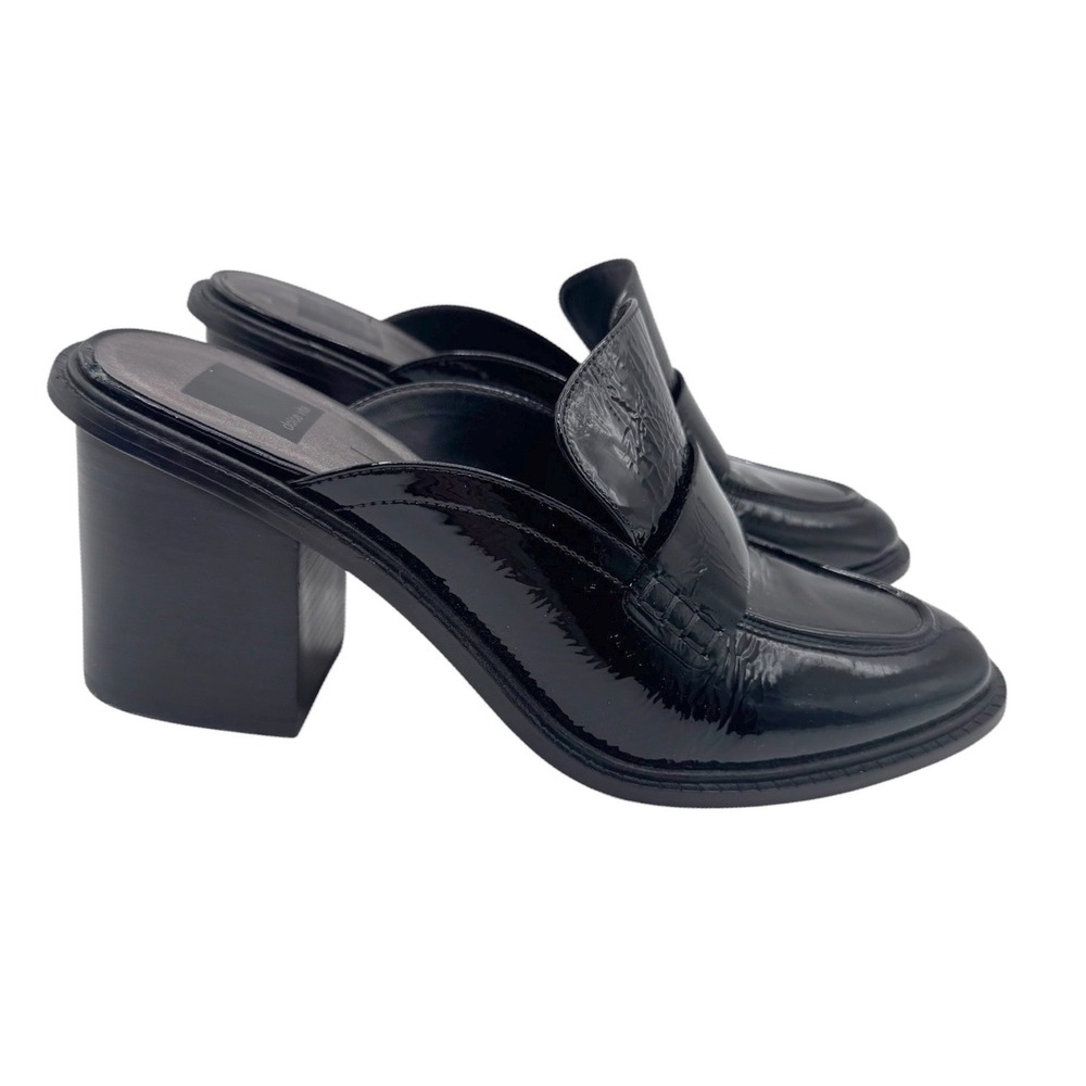 Dolce Vita 10 Black Loafer Mules Women's Block Heel Patent Leather‎ Penny Strap